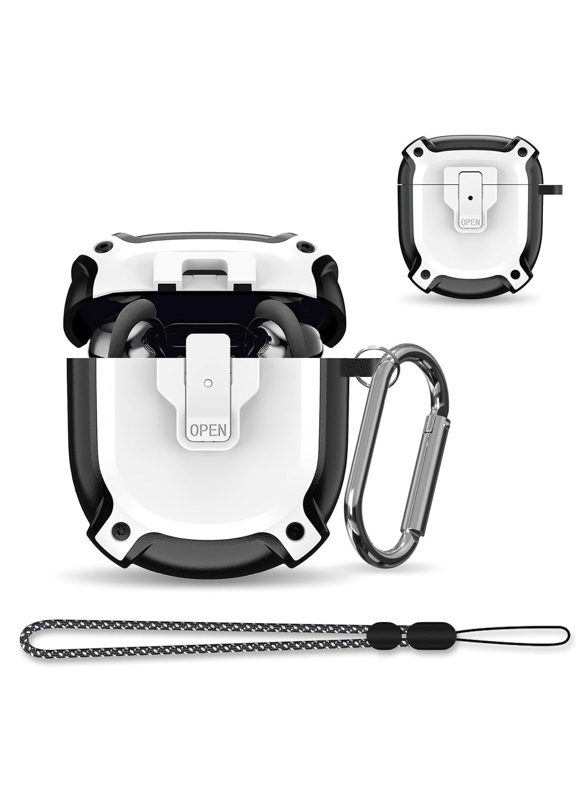 for Bose QuietComfort Earbuds II Case (2022) / NEW QuietComfort Ultra Earbuds Case (2023), Shockproof Protective Bose Earbuds 2 Case Cover for Bose QC II Accessories with CarabinerLanyard (White)