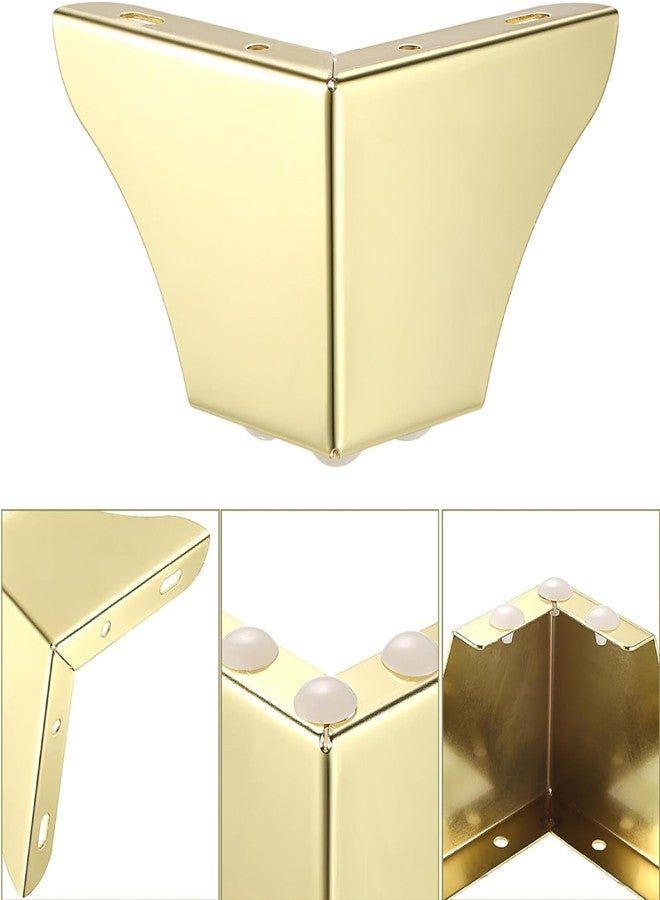 QZibeva 3 inch Furniture Legs Chrome Gold Metal Sofa Legs, Universal Couch Legs Bed Risers Replacement Dresser Legs for Futon, Ottoman, Love Seat, Pack 4 Pcs with Mounting Screws - Image 4