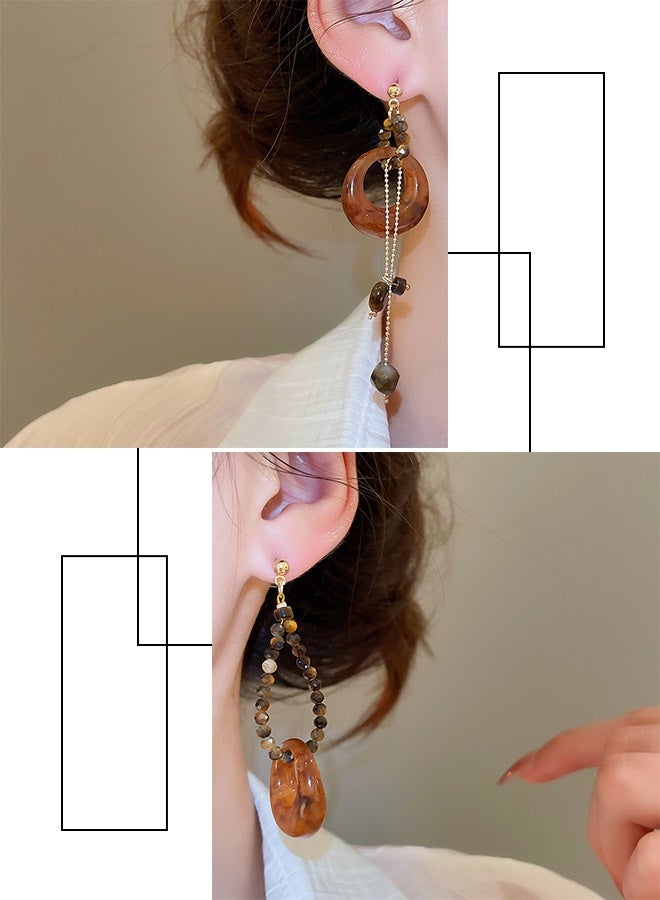 JUNO & Co. Women'S Wooden Earrings, Copper And Wood Hoop Pendants, Light Geometric Brown Earrings, Suitable For Western Bohemian Style - Image 5