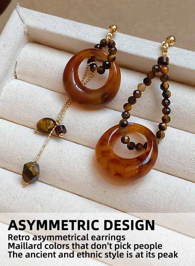 JUNO & Co. Women'S Wooden Earrings, Copper And Wood Hoop Pendants, Light Geometric Brown Earrings, Suitable For Western Bohemian Style - Image 2