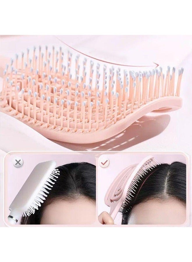 2 PCS Curved Vent Hair Brush, Anti Static Detangling nylon Massage Brushes, Blow Dryer Brush Hairdressing Styling Tools - Image 4