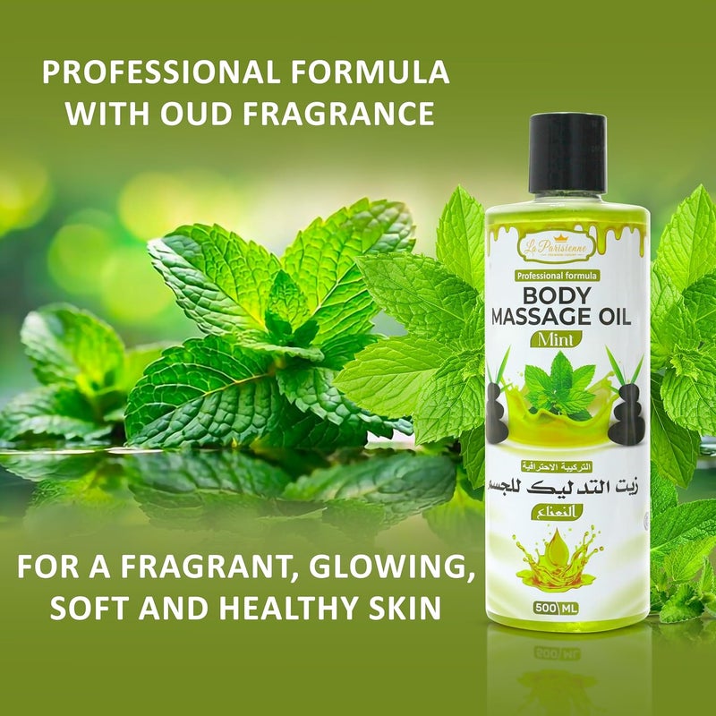 ECOLYTE+ La Parisienne Professional Body Massage Oil with Mint - 500 ml for Enhanced Circulation and Stress Relief - Image 3