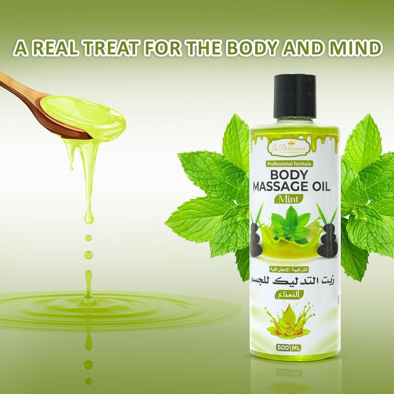 ECOLYTE+ La Parisienne Professional Body Massage Oil with Mint - 500 ml for Enhanced Circulation and Stress Relief - Image 4