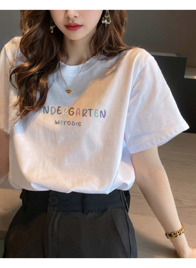 TonLion Women's Short Sleeve T-shirt 100% Cotton Summer 2025 Casual Basic Tee Loose Fit Slimming Top Petite Friendly - Image 1