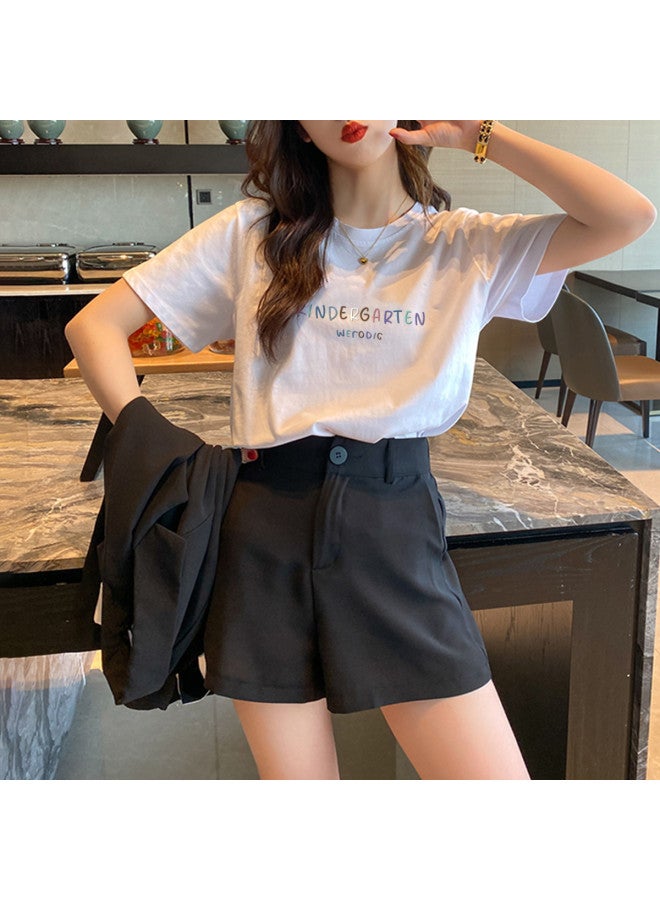 TonLion Women's Short Sleeve T-shirt 100% Cotton Summer 2025 Casual Basic Tee Loose Fit Slimming Top Petite Friendly - Image 5