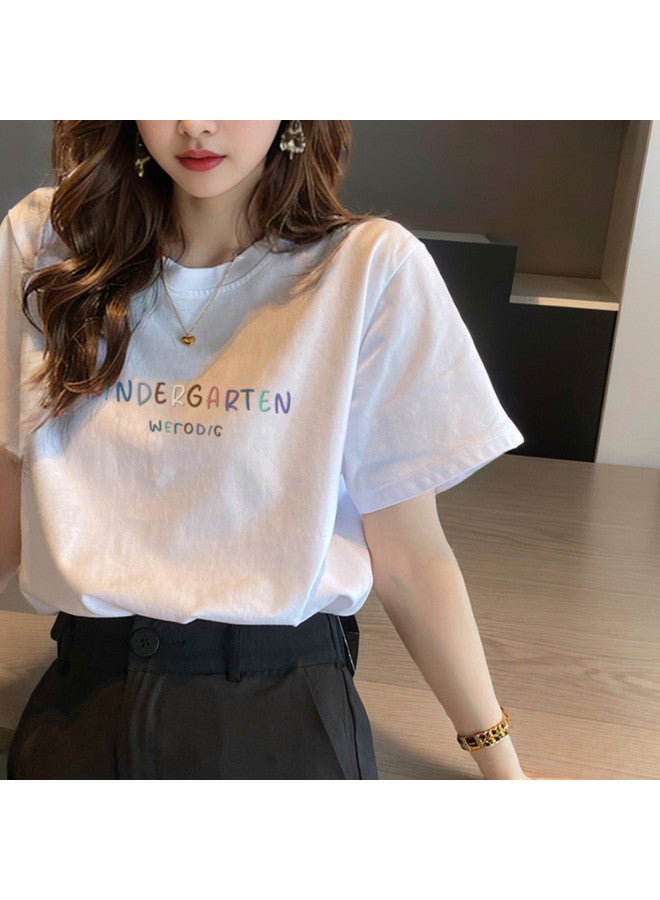 TonLion Women's Short Sleeve T-shirt 100% Cotton Summer 2025 Casual Basic Tee Loose Fit Slimming Top Petite Friendly - Image 2