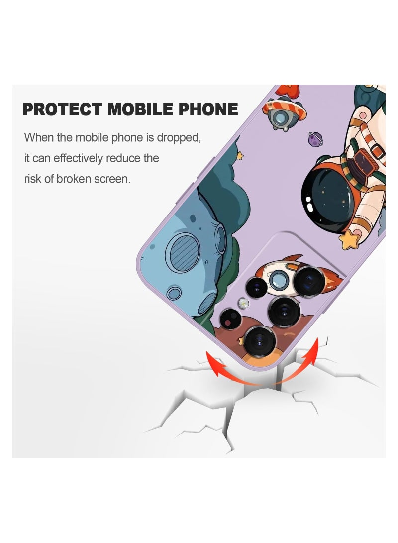 for Samsung S21 Ultra Case, for Samsung Galaxy S21 Ultra Case Butterfly Floral Astronauts Creative Sides Phone Cover Fashionablee Designs Soft Silicone Slim S21 Ultra Case-Astronaut Purple - Image 4