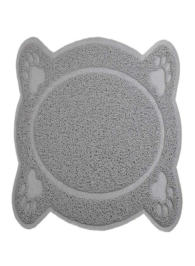DM Cat Litter Box Debris Catcher Mat, Kitty Scatter Control Rug, 16x10 Inches, Grey - Image 1