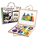 MindWare Imagination Magnets Wooden Pattern Blocks Set Imaginative Play with magentic Shapes in a Carrying case 42 Magnetic Solid Wooden Blocks 50 FullColor Laminated Puzzles - Image 2