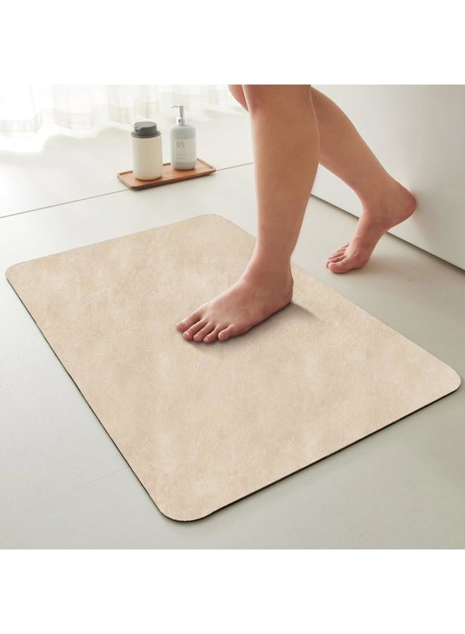 TYUU Bathroom Mat Quick Dry, Bathroom Rugs Non Slip Washable Thin Absorbent Bath Mat Fits Under Door Bathroom Floor Mat Perfect for Bath, Shower, or Sink 16"x24" Beige - Image 1
