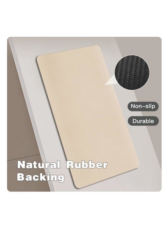 TYUU Bathroom Mat Quick Dry, Bathroom Rugs Non Slip Washable Thin Absorbent Bath Mat Fits Under Door Bathroom Floor Mat Perfect for Bath, Shower, or Sink 16"x24" Beige - Image 4