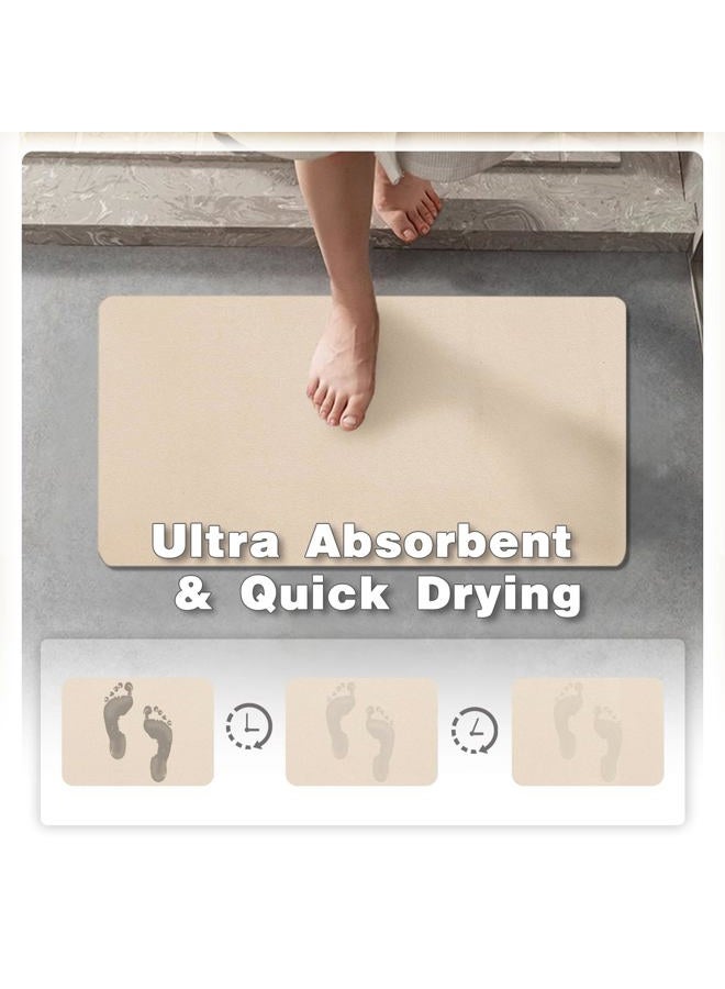TYUU Bathroom Mat Quick Dry, Bathroom Rugs Non Slip Washable Thin Absorbent Bath Mat Fits Under Door Bathroom Floor Mat Perfect for Bath, Shower, or Sink 16"x24" Beige - Image 3