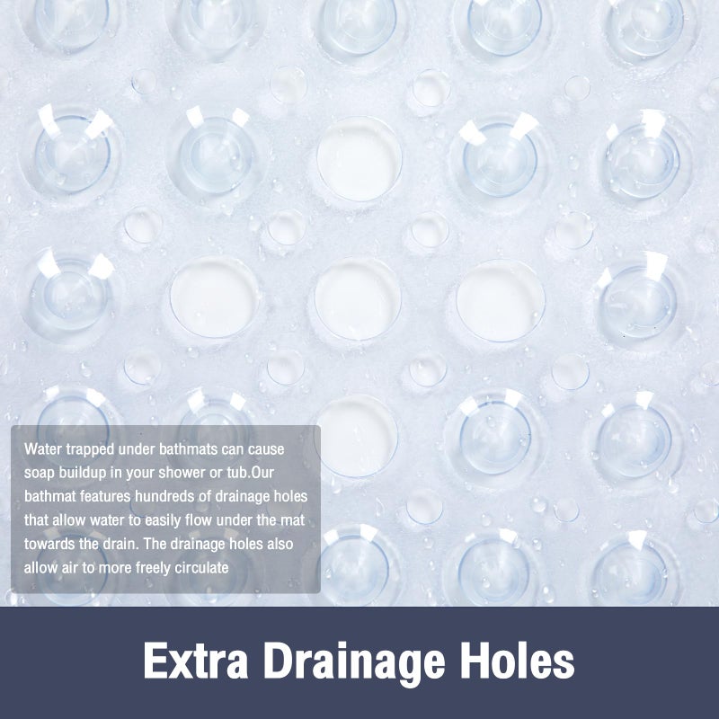 Naoloture Clear Square Shower Mat Bathtub Mat Non Slip 21x21 Inch, Square Bath Mat for Inside Shower Tub, Shower Stall Mats for Bathroom Floor, Big Suction Cups Drain Hole, Easy Washable, BPA-Free - Image 5