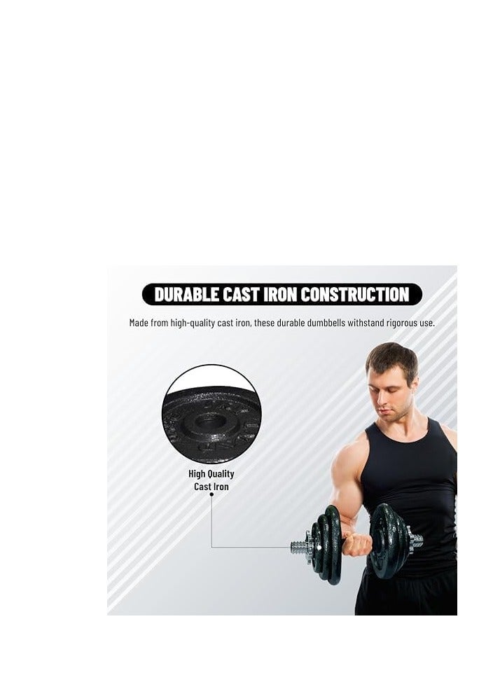 ENDLESS  Endless 20 Kg (44 LB)  Adjustable Dumbbell Set With Dumbbell Rods  (4*2.5kg , 4*1.25kg , 4*0.5kg dumbell rods ) and Box | Black | Material: Cast Iron | Fitness, Strength Training, Body Building , Home Workout and Weight Lifting Equipments - Image 4