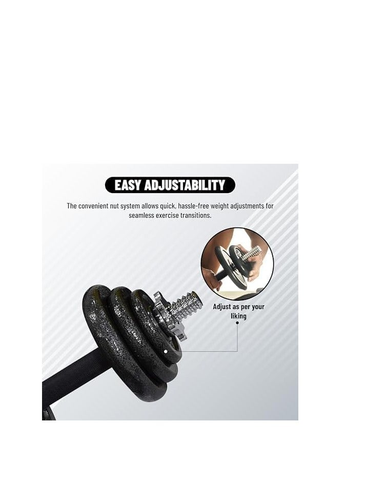 ENDLESS  Endless 20 Kg (44 LB)  Adjustable Dumbbell Set With Dumbbell Rods  (4*2.5kg , 4*1.25kg , 4*0.5kg dumbell rods ) and Box | Black | Material: Cast Iron | Fitness, Strength Training, Body Building , Home Workout and Weight Lifting Equipments - Image 5