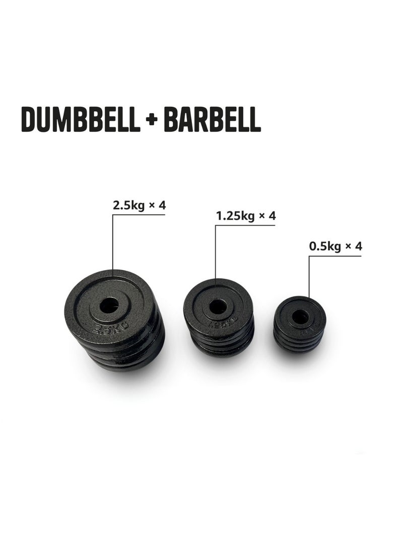 ENDLESS  20 Kg (44 Lb) Adjustable Dumbbell Set With Dumbbell Rods (4*2.5Kg , 4*1.25Kg , 4*0.5Kg Dumbell Rods ) And Box | Black | Material: Cast Iron | Fitness, Strength Training, Body Building , Home Workout And Weight Lifting Equipments - Image 4