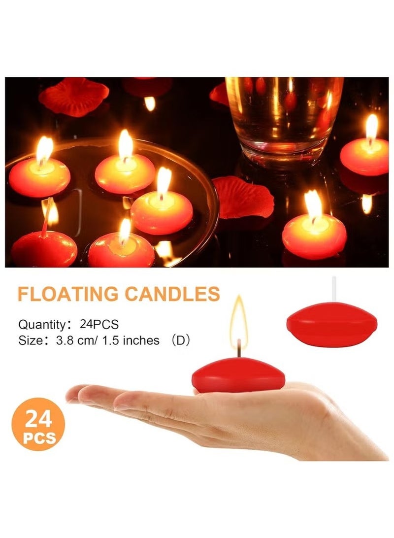 Realfrog 24 Pcs 1.5'' Unscented Floating Candles for Centerpieces Floating Warm Tealights Candles Floating Candles for Wedding Party Decoration (Red)  - Image 5