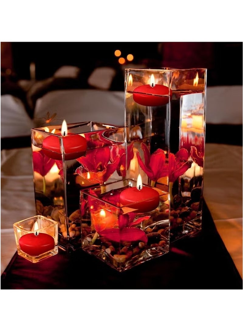 Realfrog 24 Pcs 1.5'' Unscented Floating Candles for Centerpieces Floating Warm Tealights Candles Floating Candles for Wedding Party Decoration (Red)  - Image 4