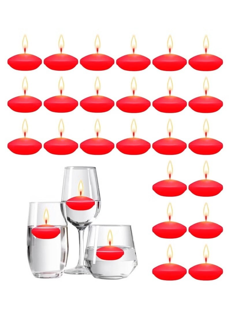 Realfrog 24 Pcs 1.5'' Unscented Floating Candles for Centerpieces Floating Warm Tealights Candles Floating Candles for Wedding Party Decoration (Red)  - Image 1