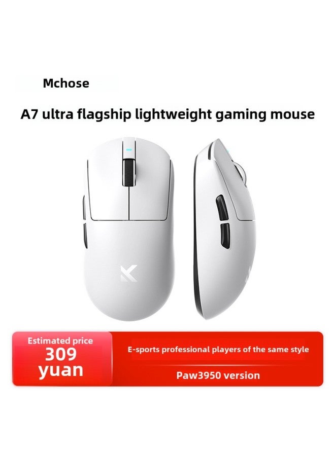 MCHOSE Mai From A7 High-end Lightweight Wireless Mouse Game E-sports Office Three-mode Connection 3395 Mouse-Color:A7ultra White Light Micro Motion - Image 1