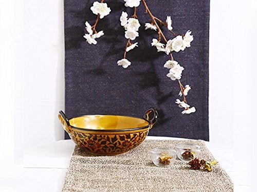 Caffeine Ceramic Handmade Stoneware Brown Sehra Kadhai Small (Set of 1 Dishwasher & Microwave Safe) - Image 1