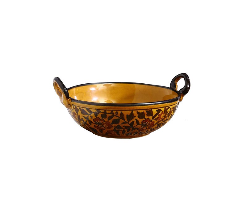 Caffeine Ceramic Handmade Stoneware Brown Sehra Kadhai Small (Set of 1 Dishwasher & Microwave Safe) - Image 2