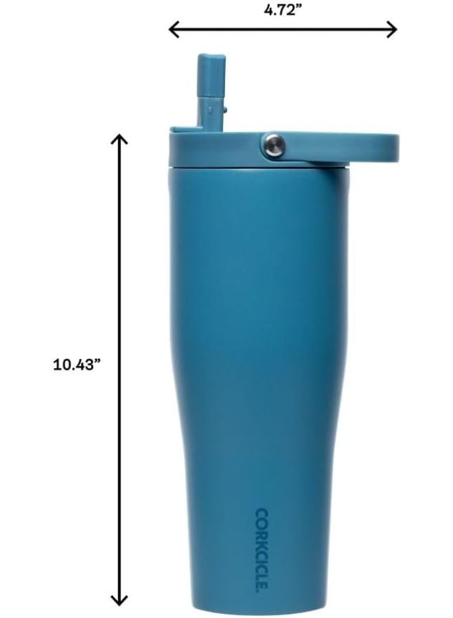 CORKCICLE كوب كوركسيكل جو XL معزول مع غطاء وقشة، نورث شور، 30 أونصة – زجاجة ماء قابلة لإعادة الاستخدام تحافظ على المشروبات باردة لمدة 12 ساعة – كوب صديق لحامل الأكواب، تصميم مانع للتسرب - Image 2