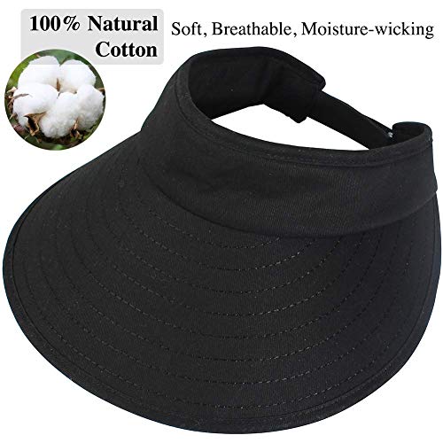 CAMOLAND 2PCS Wide Brim Sun Visor Hat Women Large UV Protective Golf Beach Cap, Design in Korea 1black+1white - Image 2