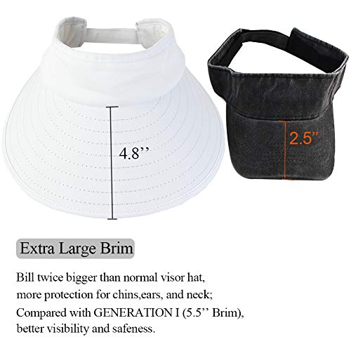 CAMOLAND 2PCS Wide Brim Sun Visor Hat Women Large UV Protective Golf Beach Cap, Design in Korea 1black+1white - Image 3