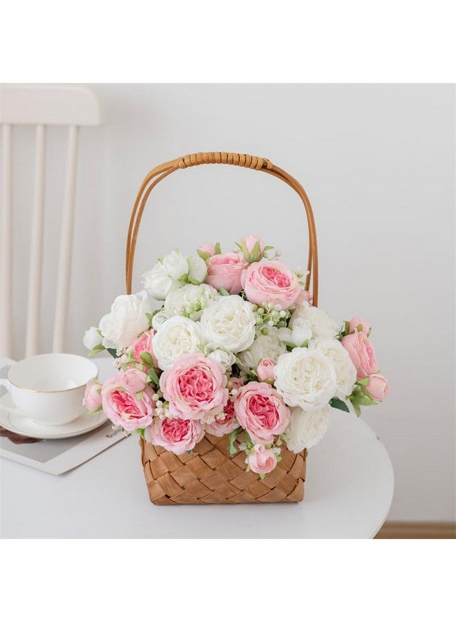 FADACHY Peonies Artificial Flowers,Pink White Fake Flowers Bouquets, 20 Heads Faux Peony Flowers in Vase,Silk Flowers for Home Decor Indoor Centerpieces Grave,Wedding Flowers Decorations - Image 4