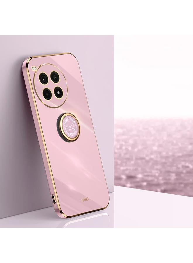 For OnePlus Ace 3 Pro XINLI Straight Edge 6D Electroplate TPU Phone Case with Ring Holder(Cherry Purple)