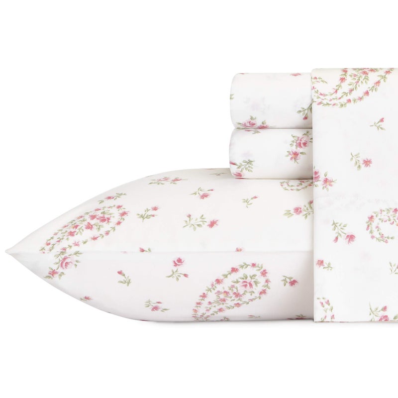 Laura Ashley - Queen Sheets, Soft Sateen Cotton Bedding Set - Sleek, Smooth, & Breathable, Coquette Room Decor (Bristol Paisley, Queen) - Image 1
