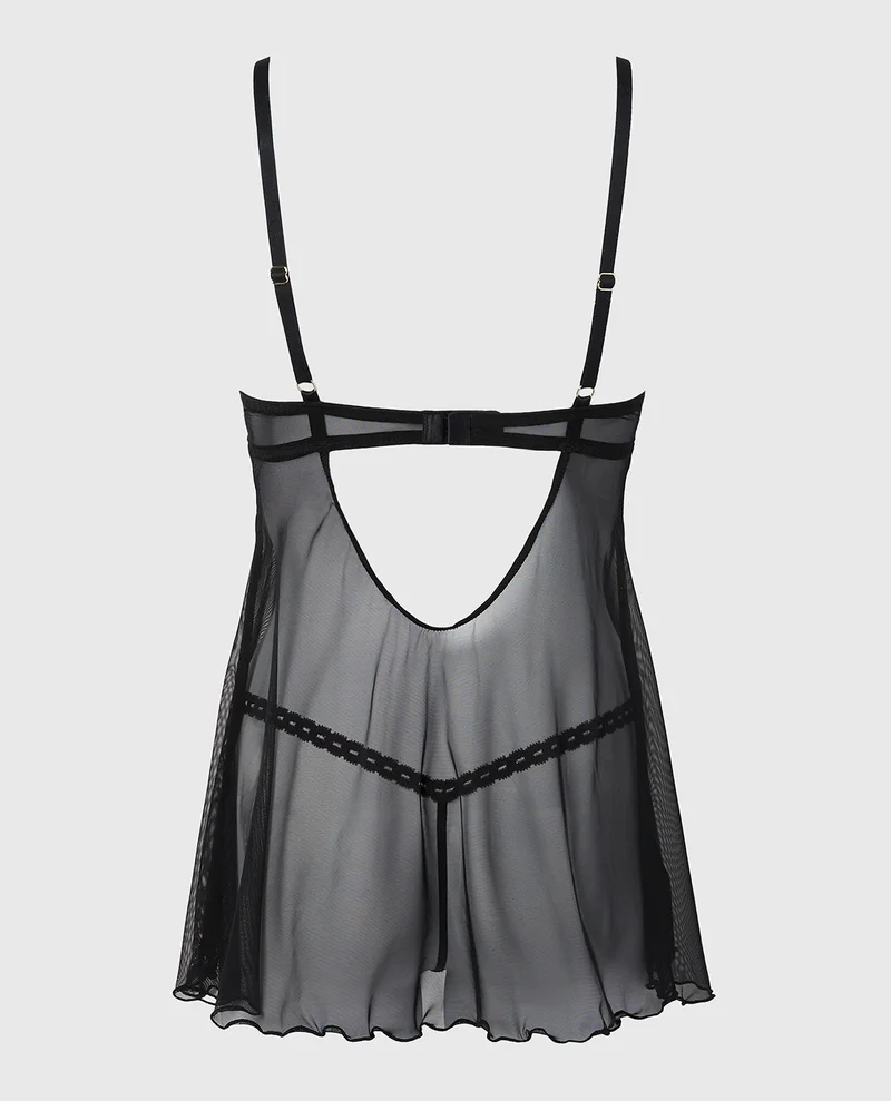 La Senza La Senza Unlined Demi Mesh Babydoll with Ribbon Detailing