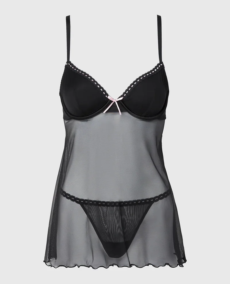 La Senza La Senza Unlined Demi Mesh Babydoll with Ribbon Detailing