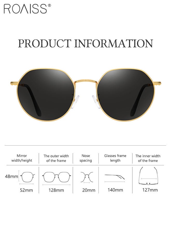 رويس نظارة شمسية مستقطبة دائرية للقيادة للرجال، نظارة الشمس الواقية من الأشعة فوق البنفسجية 400 بإطار من الفولاذ المقاوم للصدأ، ظلال شمس مضادة للوهج عصرية للرجال للعب الجولف وصيد الأسماك والسفر، 52 مم - Image 4