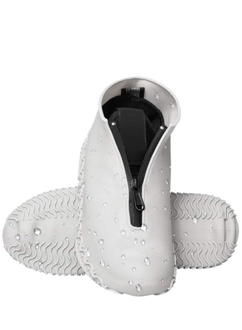 Rain Shoe Covers Reusable Foldable Not-Slip Rain with zipper Resistant Boots Non-Slip Washable Galoshes for Men and Women gray - Image 1