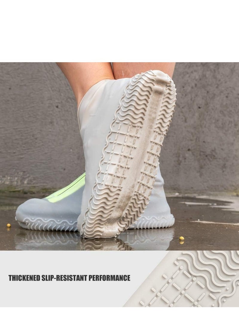 Rain Shoe Covers Reusable Foldable Not-Slip Rain with zipper Resistant Boots Non-Slip Washable Galoshes for Men and Women gray - Image 3