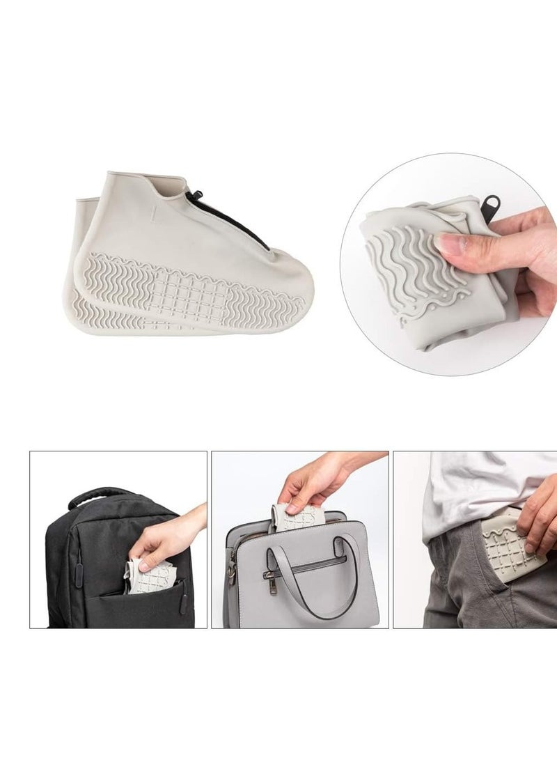 Rain Shoe Covers Reusable Foldable Not-Slip Rain with zipper Resistant Boots Non-Slip Washable Galoshes for Men and Women gray - Image 4