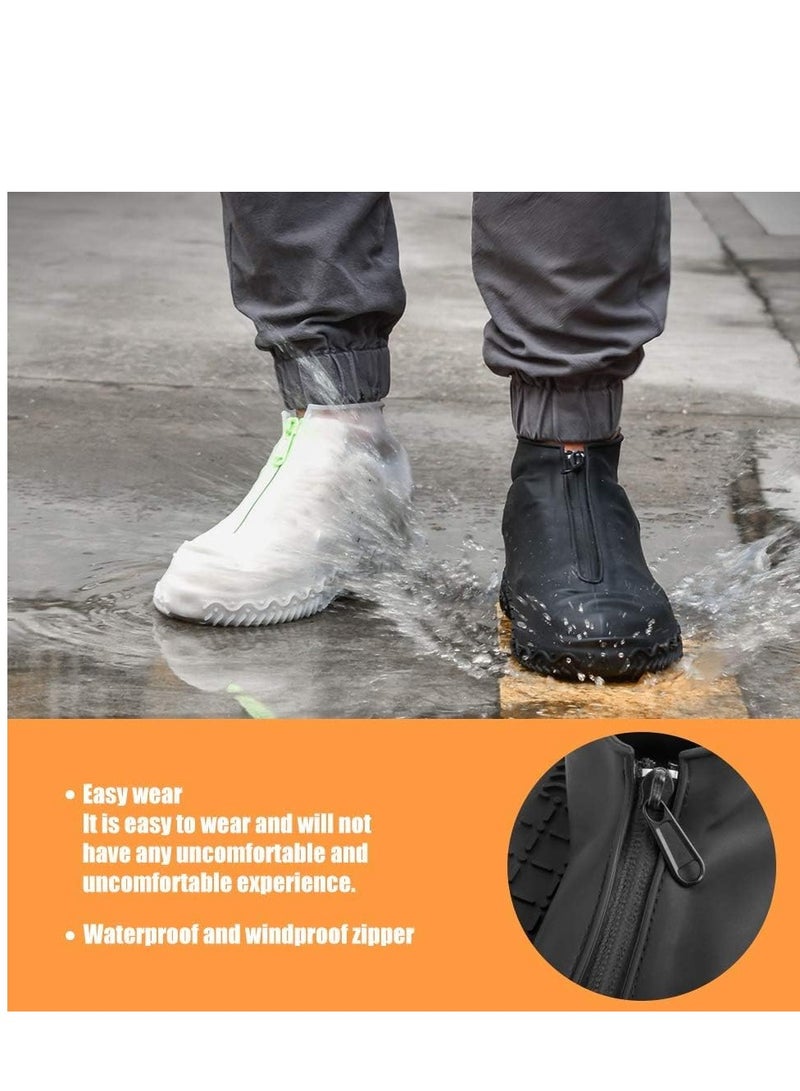 Rain Shoe Covers Reusable Foldable Not-Slip Rain with zipper Resistant Boots Non-Slip Washable Galoshes for Men and Women gray - Image 2