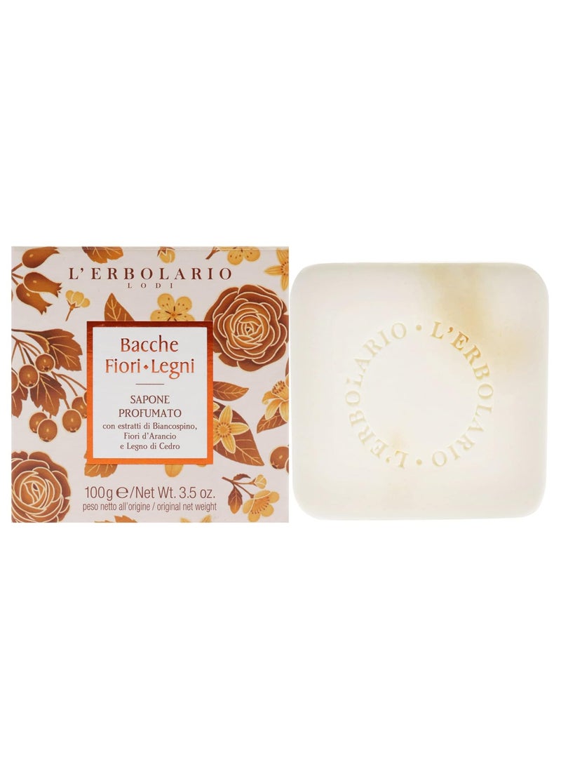 L'Erbolario - LErbolario Berries Flowers Wood Perfumed Soap  Soap Bar Provides Gentle Cleansing Action  Perfumed Body Soap  Rich in Coconut and Sunflower Oils  Scented Soap for Moisturised Skin  35 oz - Image 1