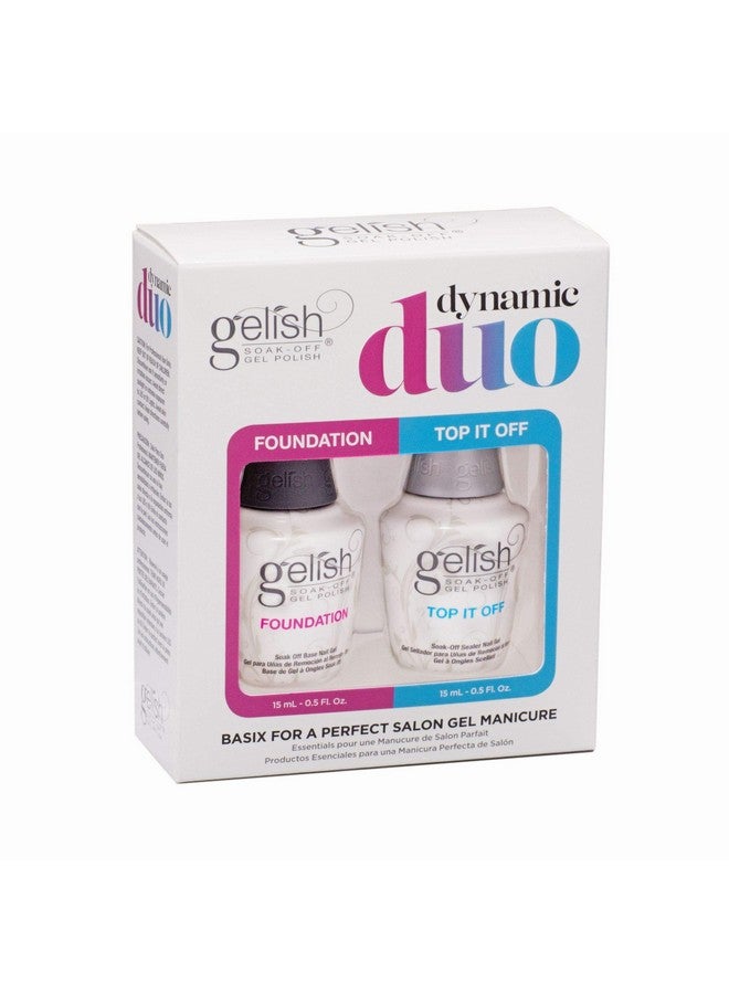 Gelish Dynamic Duo - Foundation Base Gel & Top It Off Sealer Gel Set, Long-lasting, High-Shine Finish for Gel Manicures, Cures Fast in LED/UV Light, No Chips, Soak-Off, 15mL Each