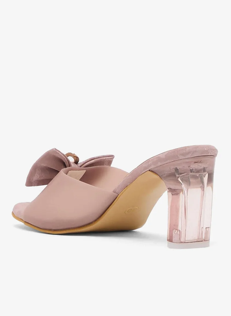 Pink Step High Heeled Sandal With Bow