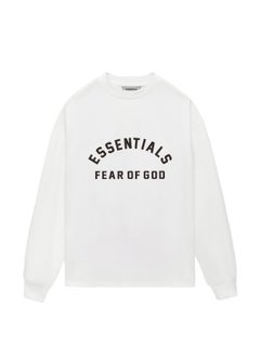 High-Quality FOG ESSENTIALS Cool Black Casual Long Sleeve Tee White is too big