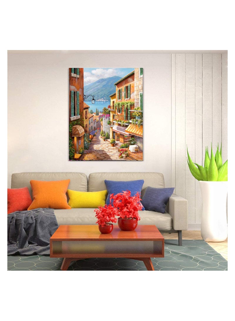 SYOSI Painting By Numbers for Kids Adults Canvas DIY Oil Kit with Brushes and Acrylic Pigment Home Decoration 40X50Cm Italy Street View Town - Image 3