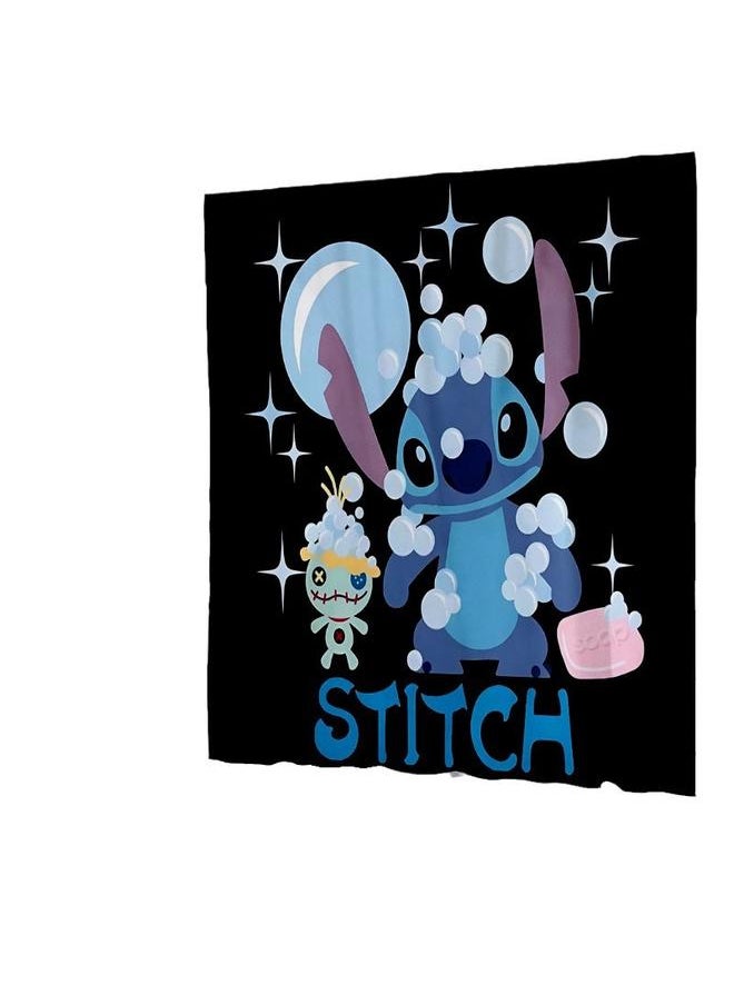 Bluejw - Cross-border Stilla Shower Curtain Four-piece Waterproof Mildew Partition Curtain Star Baby Non-slip Mat - Image 1