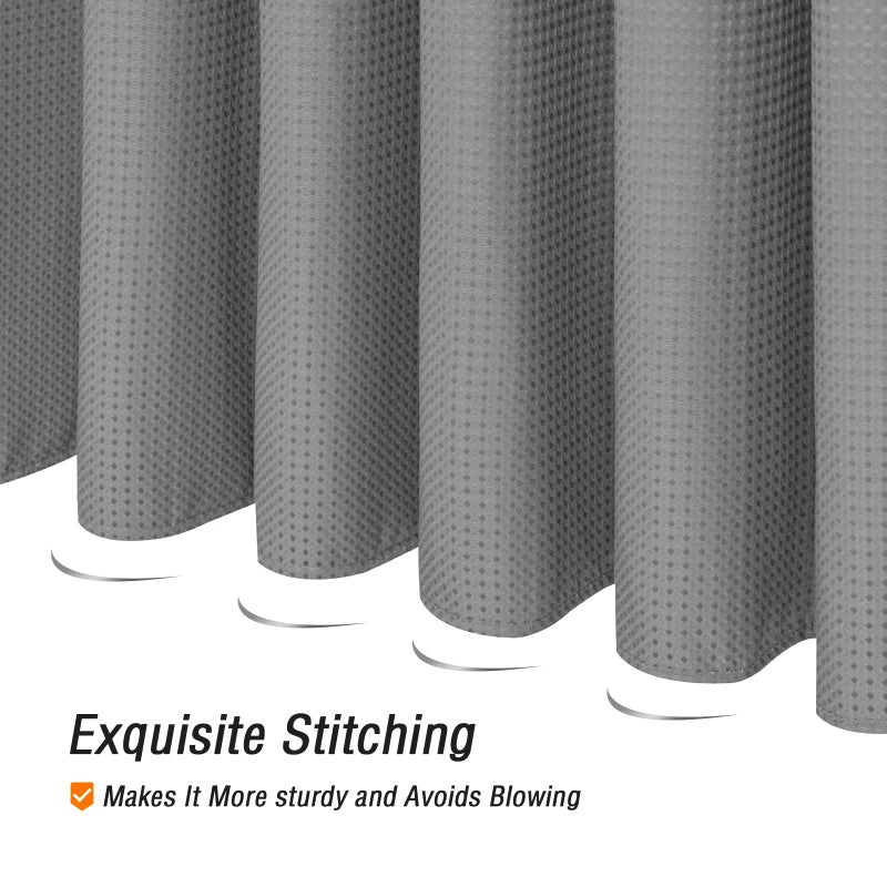 Gibelle Grey Shower Curtain  Waffle Weave Textured Fabric Shower Curtain for Bathroom - Soft Cloth & Hotel Spa Luxury  Water Repellent  Machine Washable  72X72  Grey - Image 4