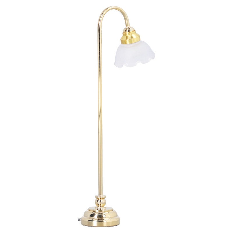 Miniature Dollhouse Floor Lamp: 1/12 Scale Premium Materials Vintage Look Warm Light - Button Cell Powered for DIY Dollhouse Bedroom Living Room Dream Home Decoration - Image 2