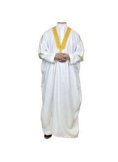 Generic Cross-Border Embroidery Mens Formal Gown Arabic Conservative Long Kaftan Gown Malay-Arab Culture Academic Speech Gown White  - Image 1
