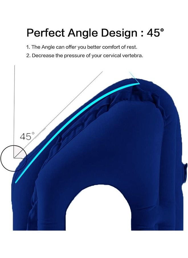 Arabest - Inflatable Travel Pillow for Sleeping to Avoid Neck and Shoulder Pain Support Head Neck and Lumbar Used for Airplane Car and Office Blue 50x30x29cm - Image 1