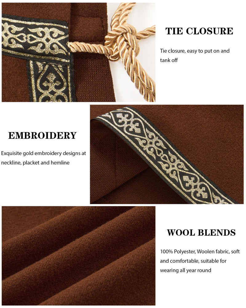 Runcati Mens Renaissance Shawl Half Shoulder Cape Medieval Samurai Cloak LARP Warrior Ren Faire Halloween Costume - Image 5